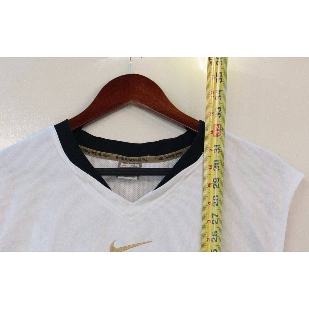 Nike White & Black Sleeveless Tank Top with Gold Swoosh - Picture 5 of 8